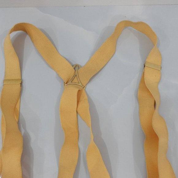 Cas Germany Suspender Mens Yellow Clip On X Back Adjustable Strap Stretch Formal - Picture 3 of 11